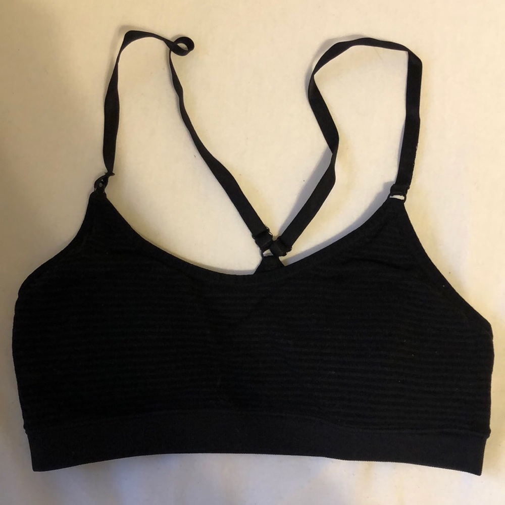 Black stripped forever 21 sports bra
